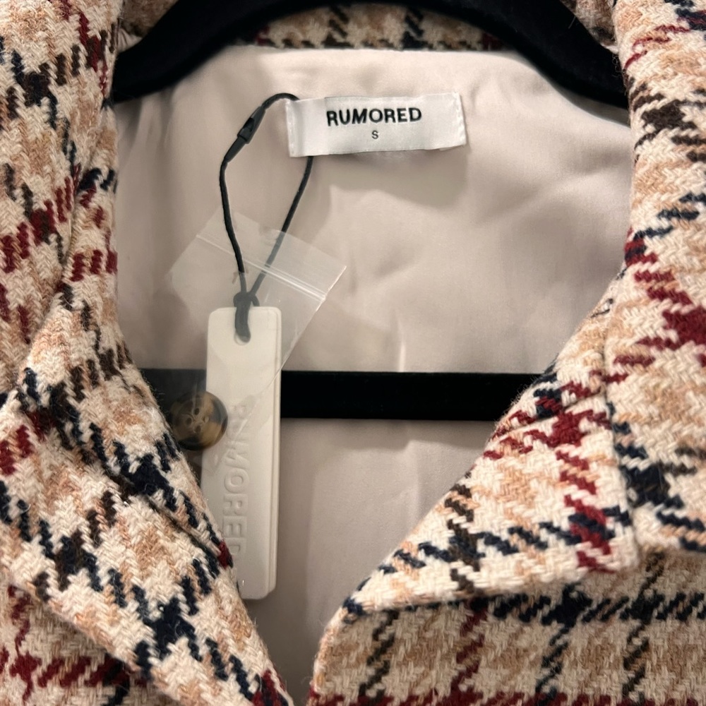 Rumored plaid/tweed shirt mini dress